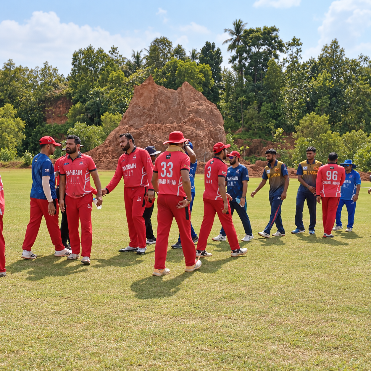 Bahrain National Team vs Sri Lankan Emerging Team match action at DHH Turf Cricket Grounds Negombo — photo 1